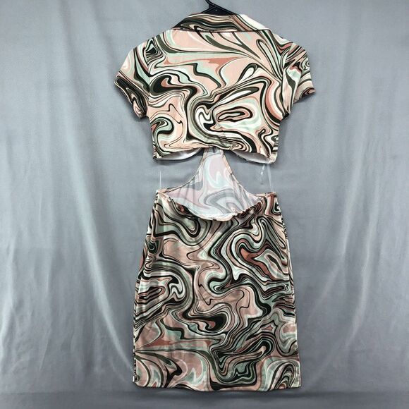 Rue21 Dress Young Adult Medium Short Sleeve Women Multicolor Swirl New Stained - Picture 5 of 14